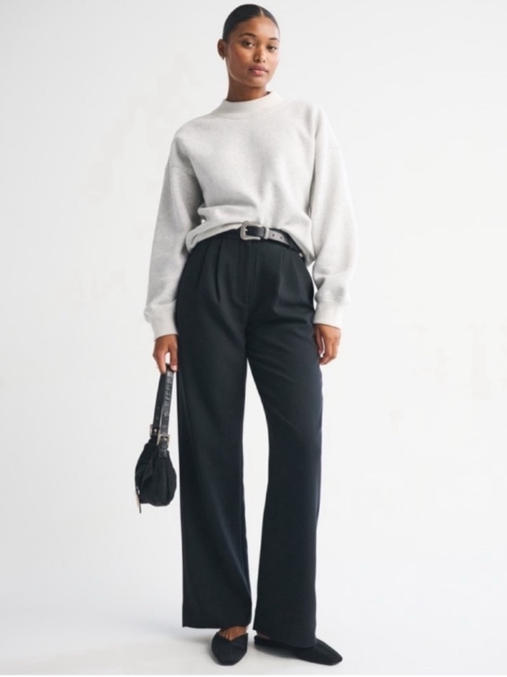 Abercrombie & Fitch Sloane Tailored Wide Leg Pants Black 30 10L